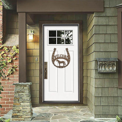 Horseshoe Welcome Metal Sign