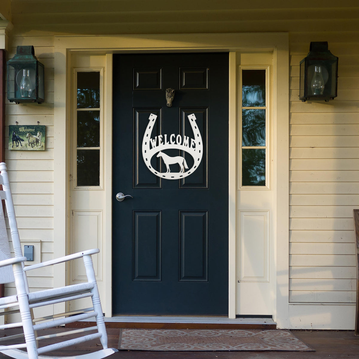 Horseshoe Welcome Metal Sign