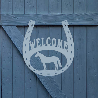 Horseshoe Welcome Metal Sign