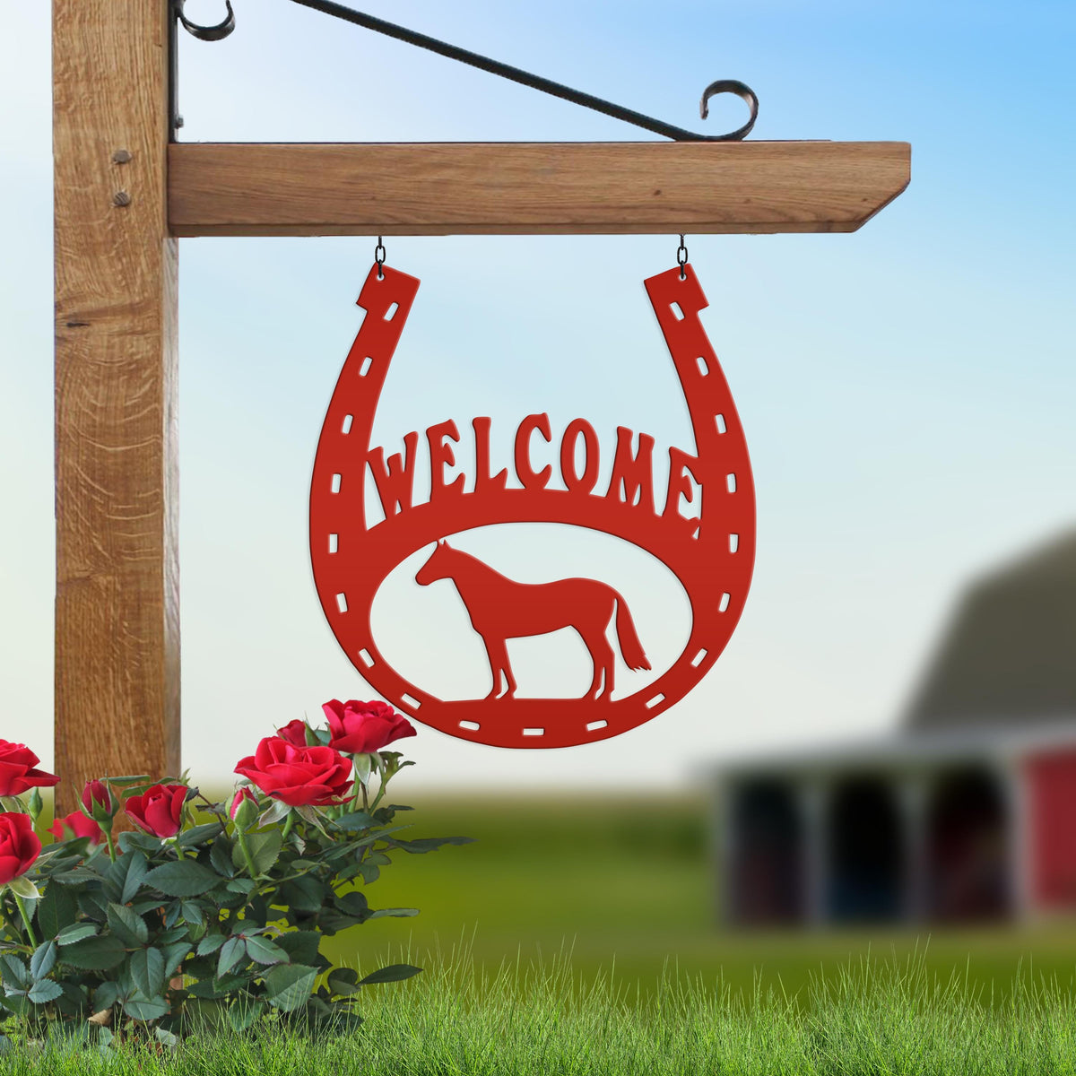 Horseshoe Welcome Metal Sign