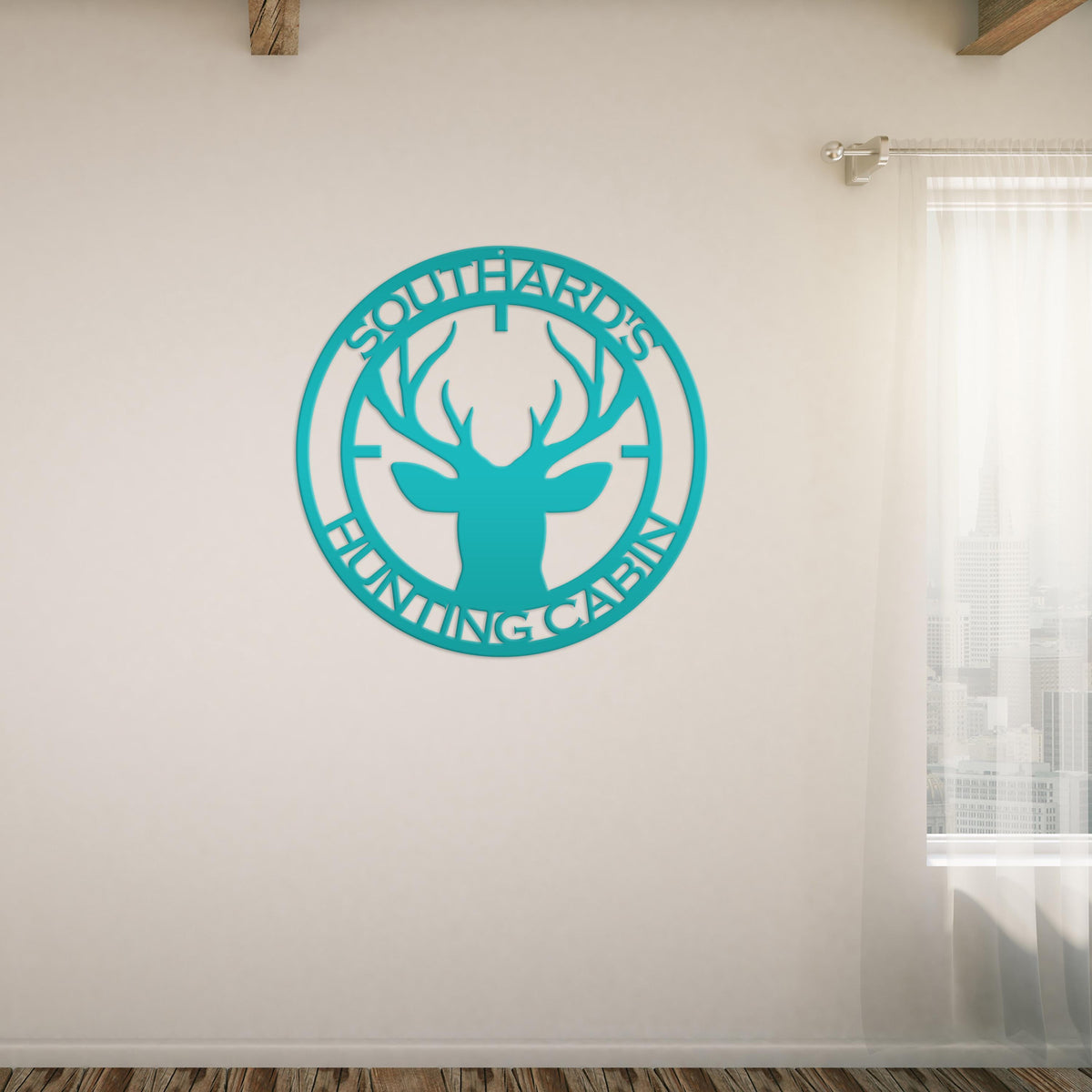 Custom Metal Deer Sign, Hunting Cabin Sign, Buck in Cross Hairs Sign