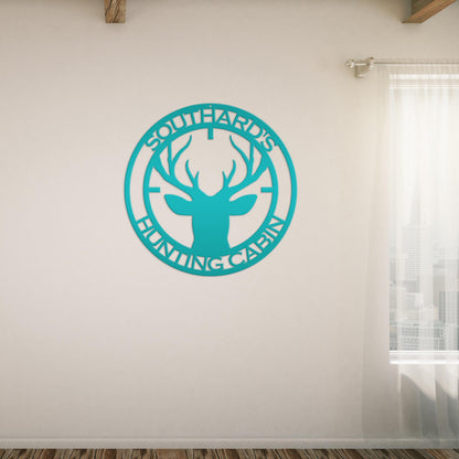 Custom Metal Deer Sign, Hunting Cabin Sign, Buck in Cross Hairs Sign