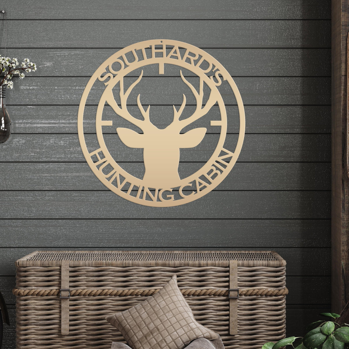 Custom Metal Deer Sign, Hunting Cabin Sign, Buck in Cross Hairs Sign