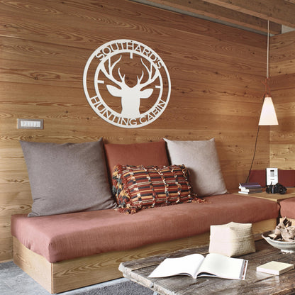 Custom Metal Deer Sign, Hunting Cabin Sign, Buck in Cross Hairs Sign