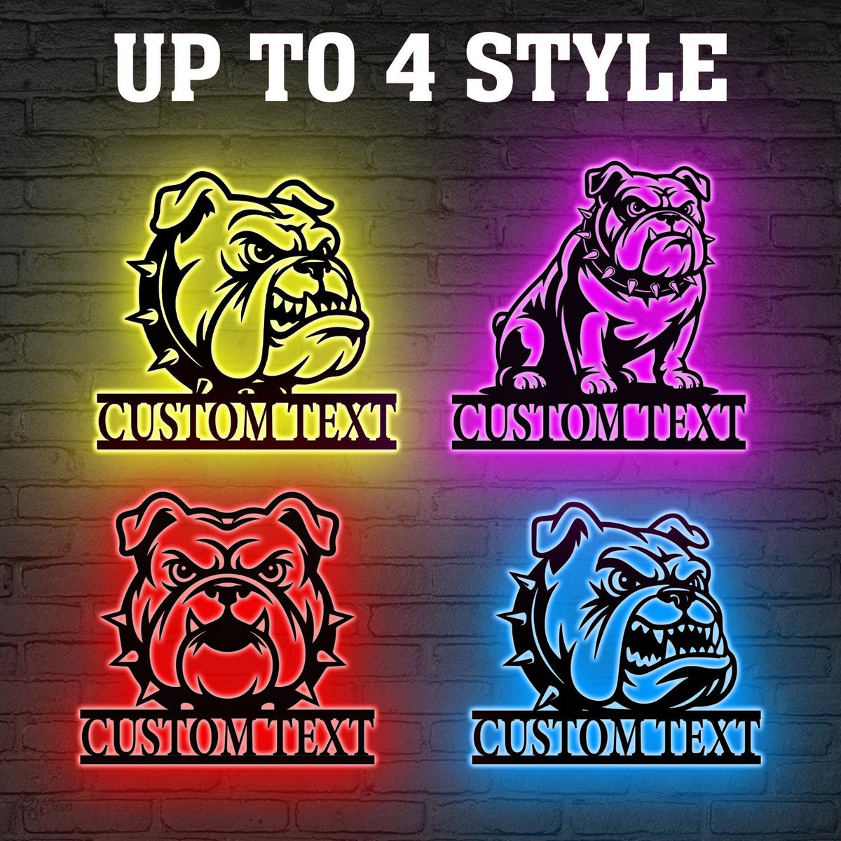 Custom Bull Dog Metal Wall Art LED Lights, Dog Lover Sign, Personalized Dog Name Sign, Dog Metal Art, Pet Lover Gift, Bull Dog Art