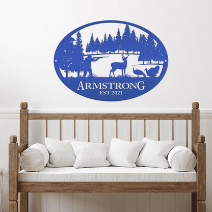 Personalized Turkey and Deer Hunting Scene Sign