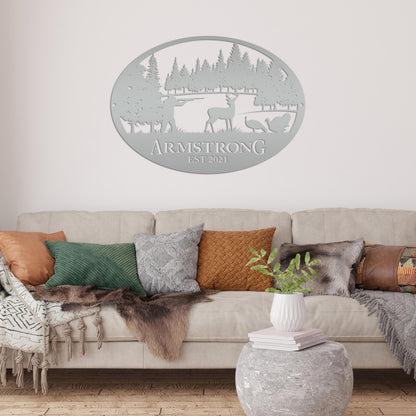 Personalized Turkey and Deer Hunting Scene Sign