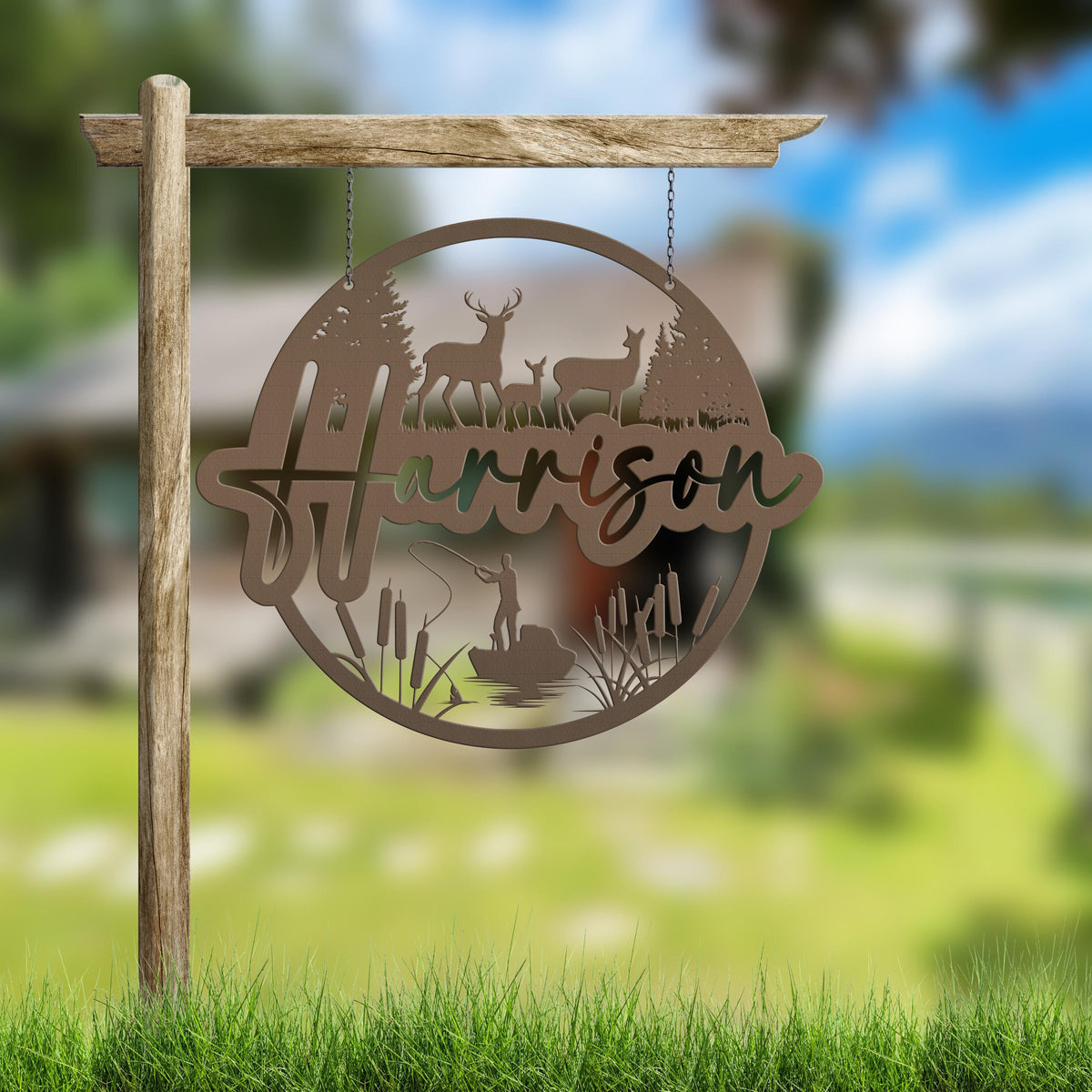Custom Deer and Hunting Scene  Sign- Personalized Sign