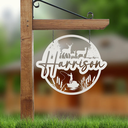 Custom Deer and Hunting Scene  Sign- Personalized Sign