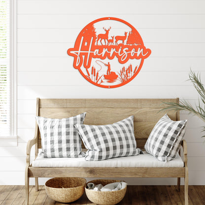 Custom Deer and Hunting Scene  Sign- Personalized Sign