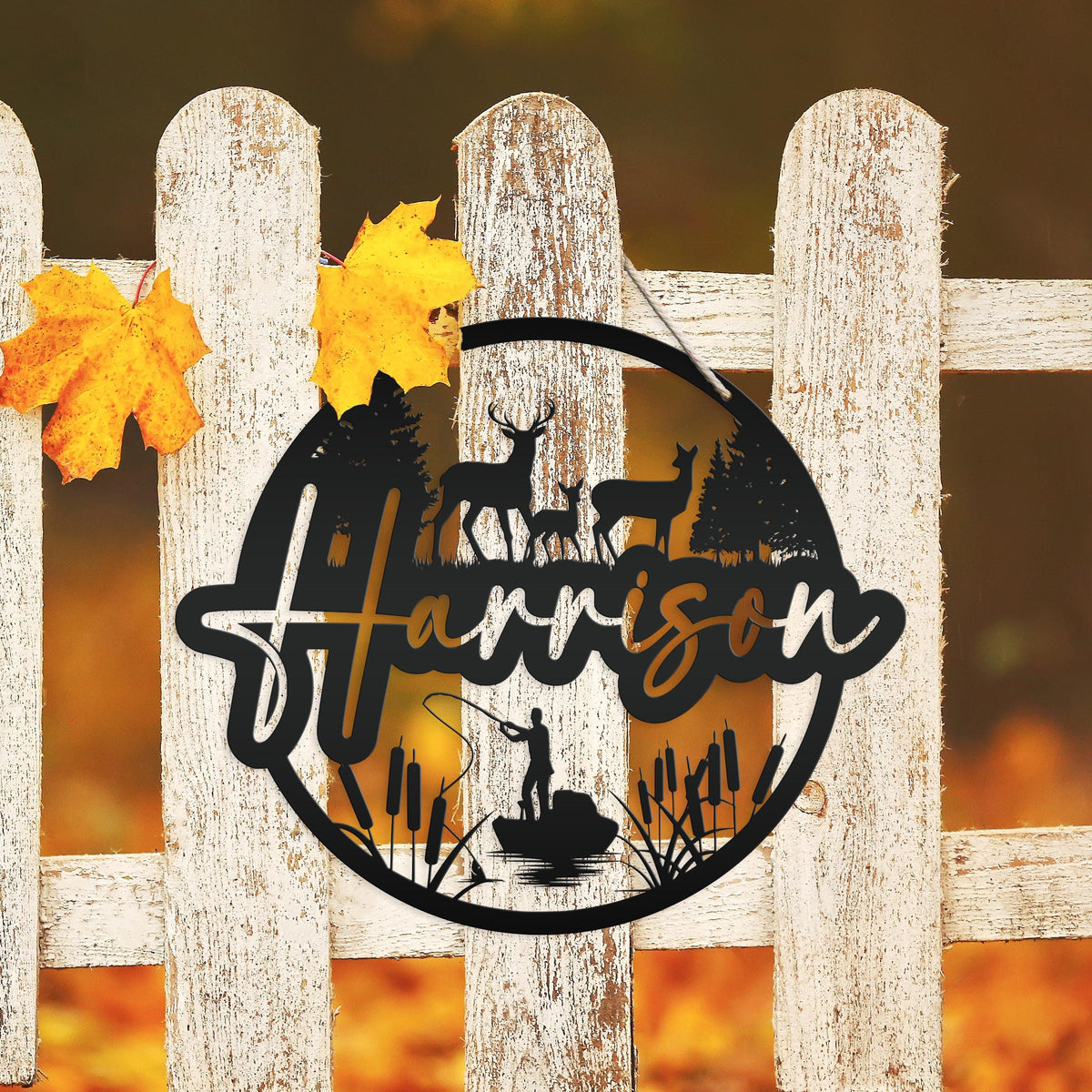 Custom Deer and Hunting Scene  Sign- Personalized Sign