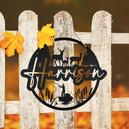 Custom Deer and Hunting Scene  Sign- Personalized Sign