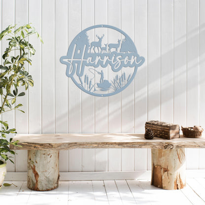 Custom Deer and Hunting Scene  Sign- Personalized Sign