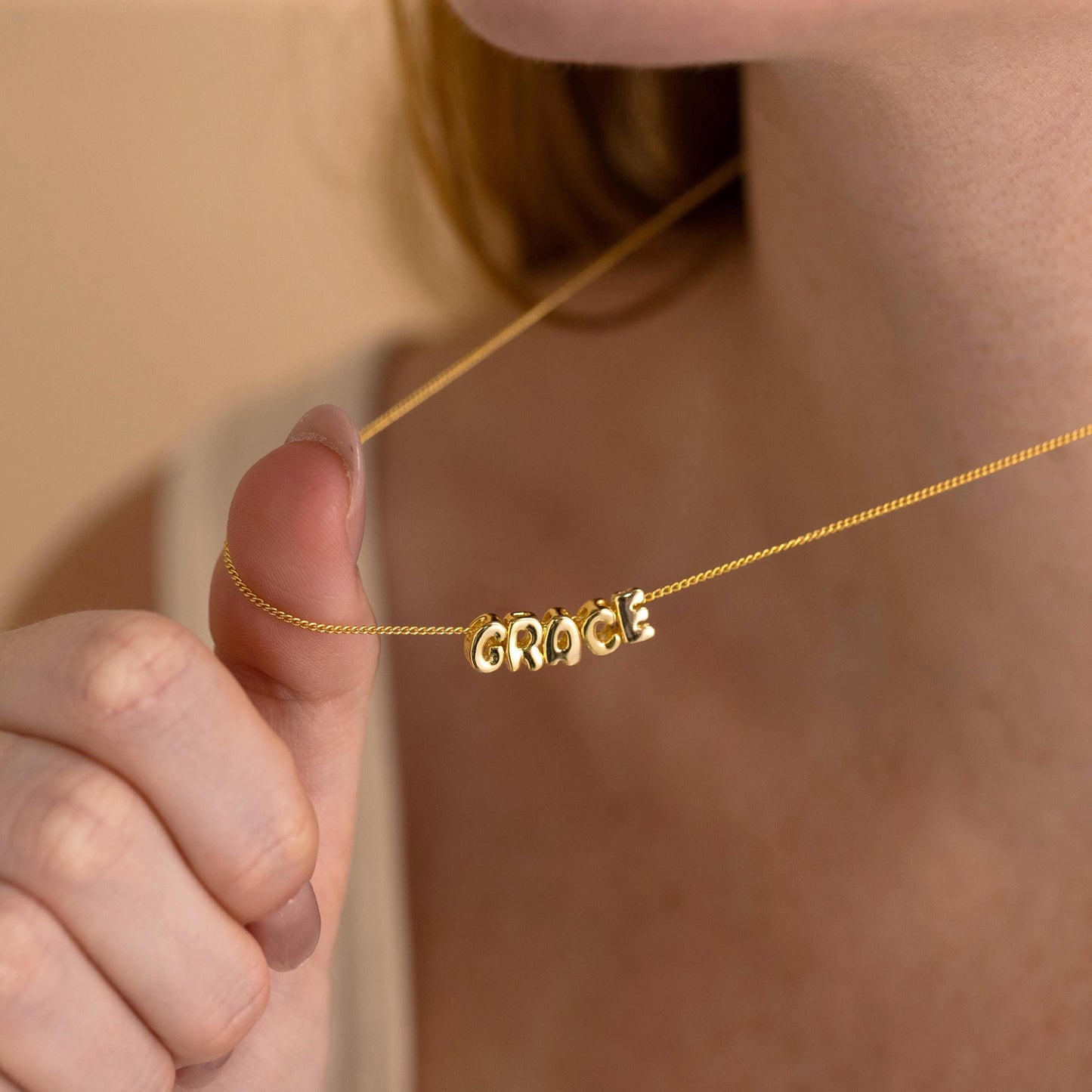 Personalized Bubble Letter Necklace, Custom 3D Name Necklace, Gold Name Jewelry for Women, Dainty Gift for Mom, Christmas Gift for Her