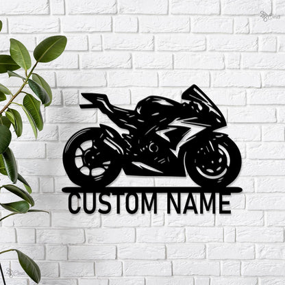 Custom Motocross Biker Metal Wall Art LED Lights Personalized Biker Name Sign