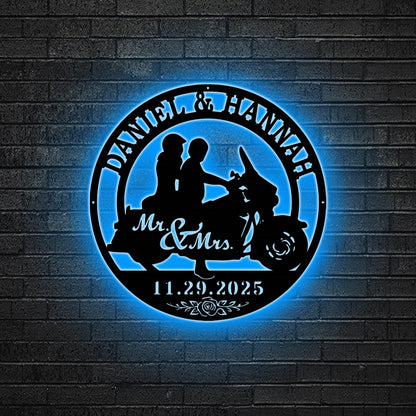 Custom Motocross Biker Metal Wall Art LED Lights Personalized Biker Name Sign