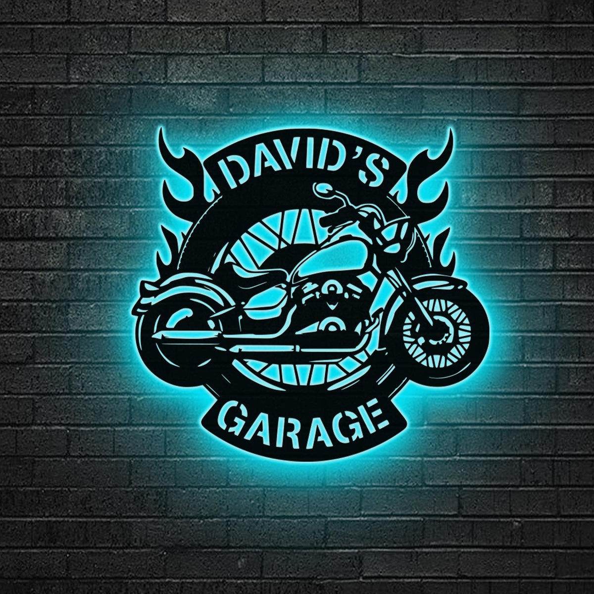 Custom Motocross Biker Metal Wall Art LED Lights Personalized Biker Name Sign