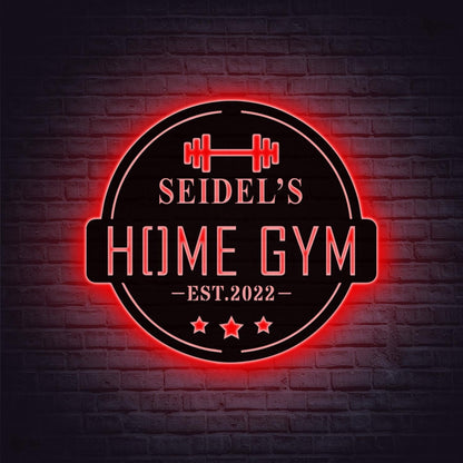 Personalized Female Metal Gym Sign LED Lights, Home Gym Decor, Fitness Wall Art, Metal Sign for Home Gyms, Metal Gym Sign