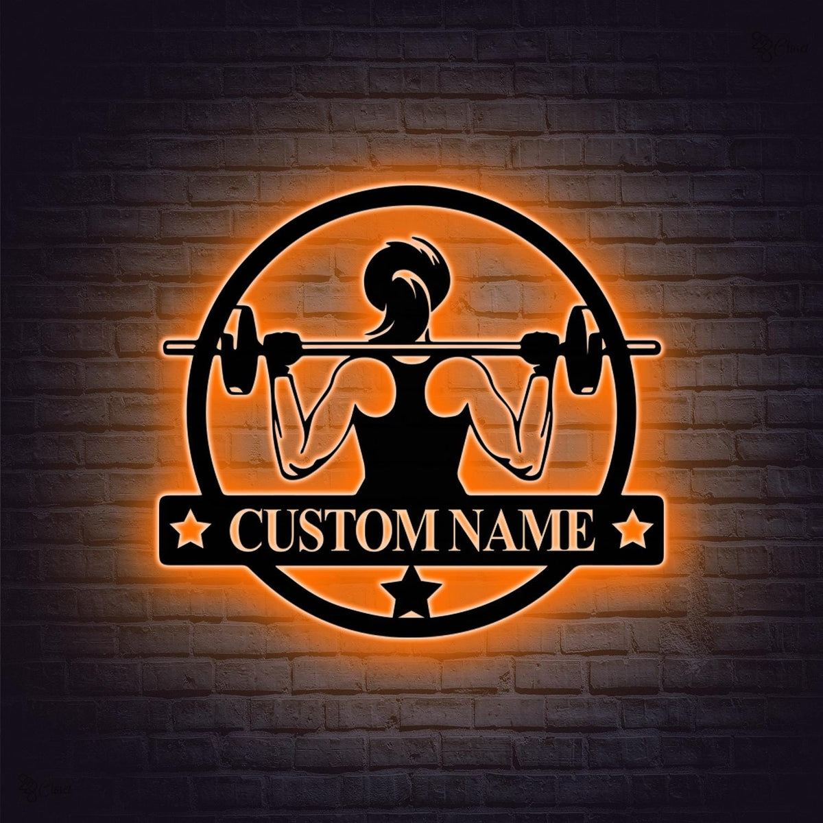 Personalized Female Metal Gym Sign LED Lights, Home Gym Decor, Fitness Wall Art, Metal Sign for Home Gyms, Metal Gym Sign
