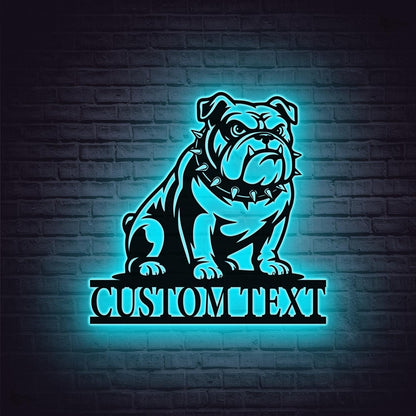 Custom Bull Dog Metal Wall Art LED Lights, Dog Lover Sign, Personalized Dog Name Sign, Dog Metal Art, Pet Lover Gift, Bull Dog Art