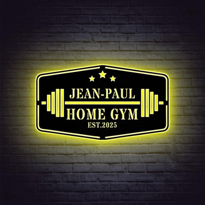 Personalized Female Metal Gym Sign LED Lights, Home Gym Decor, Fitness Wall Art, Metal Sign for Home Gyms, Metal Gym Sign