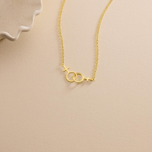 Custom Lesbian Necklace, Double Venus Necklace, LGBT Jewelry, Pride Jewelry, Transgender Gift for her, Gift for Girlfriend, Christmas Gift