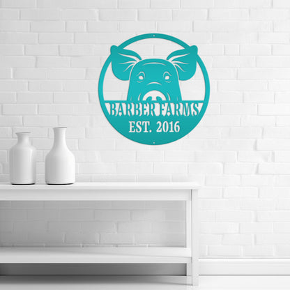 Custom Pig Farm Sign - Indoor Outdoor Metal Sign -