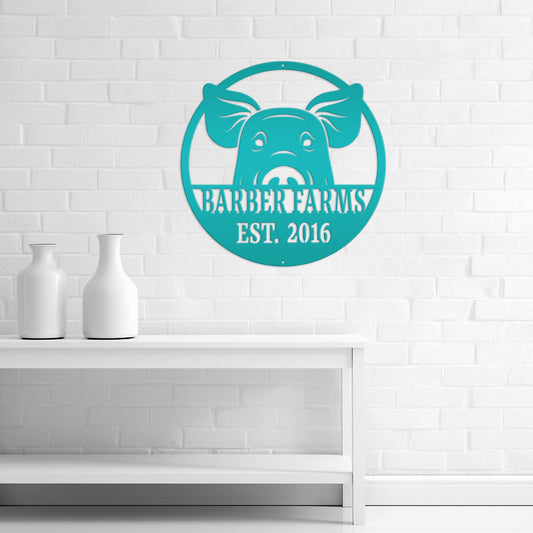 Custom Pig Farm Sign - Indoor Outdoor Metal Sign -