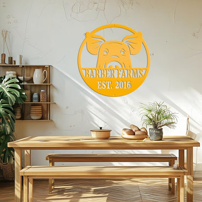 Custom Pig Farm Sign - Indoor Outdoor Metal Sign -