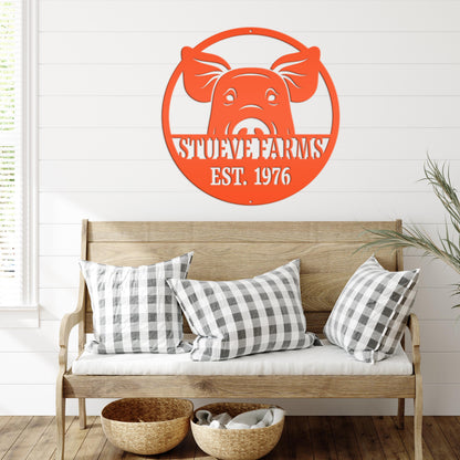 Custom Pig Farm Sign - Indoor Outdoor Metal Sign -