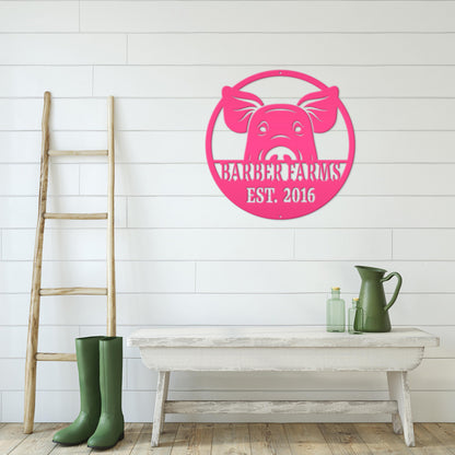 Custom Pig Farm Sign - Indoor Outdoor Metal Sign -