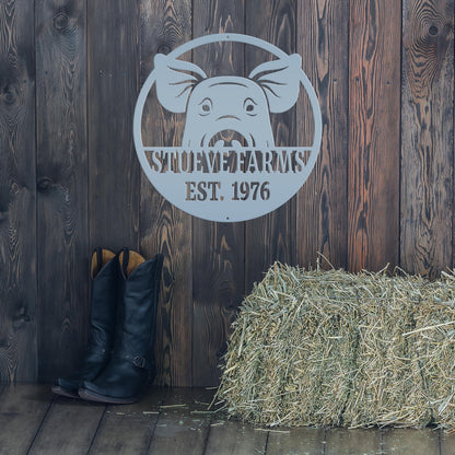 Custom Pig Farm Sign - Indoor Outdoor Metal Sign -