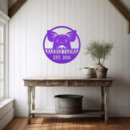Custom Pig Farm Sign - Indoor Outdoor Metal Sign -