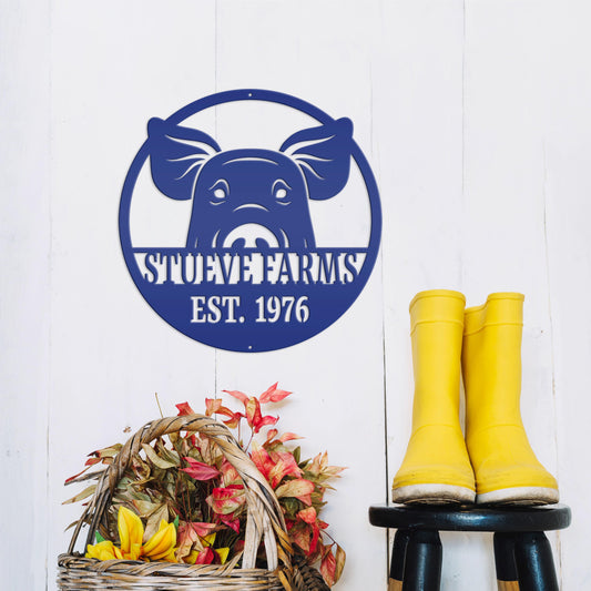 Custom Pig Farm Sign - Indoor Outdoor Metal Sign -