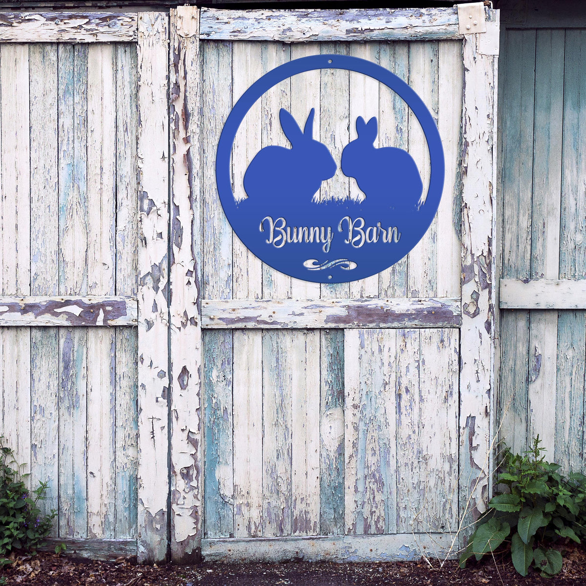 Rabbit Sign, Customizable Round Metal Sign, Rabbit House Sign