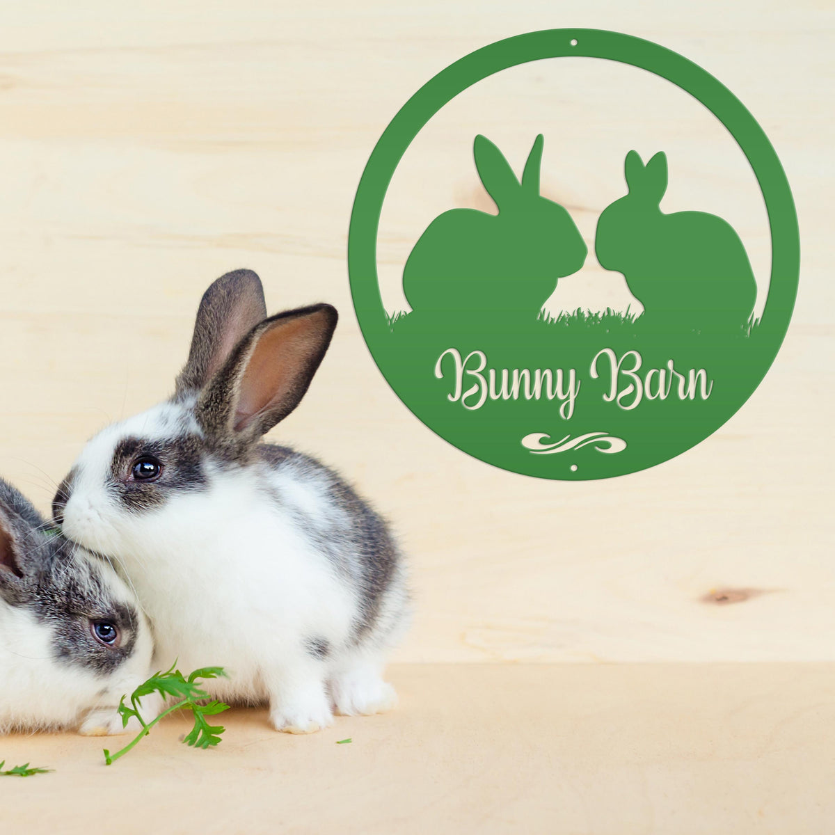 Rabbit Sign, Customizable Round Metal Sign, Rabbit House Sign