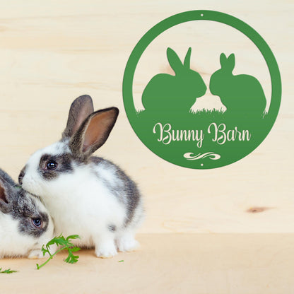 Rabbit Sign, Customizable Round Metal Sign, Rabbit House Sign