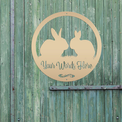 Rabbit Sign, Customizable Round Metal Sign, Rabbit House Sign