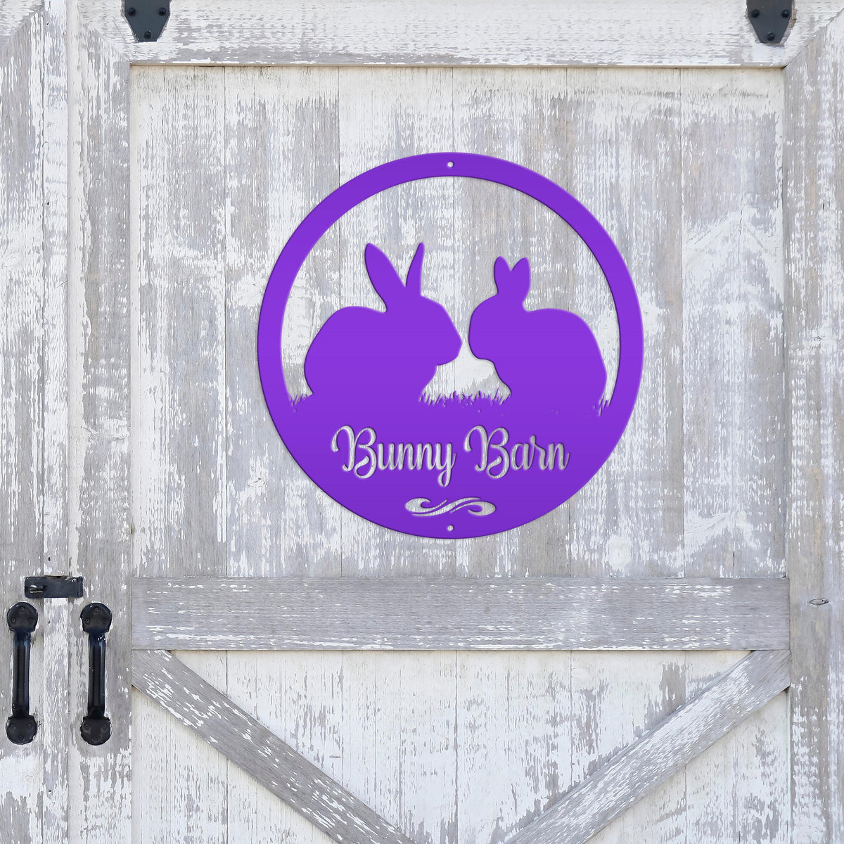 Rabbit Sign, Customizable Round Metal Sign, Rabbit House Sign