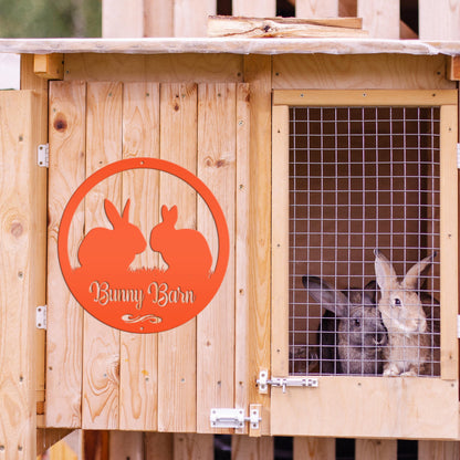 Rabbit Sign, Customizable Round Metal Sign, Rabbit House Sign