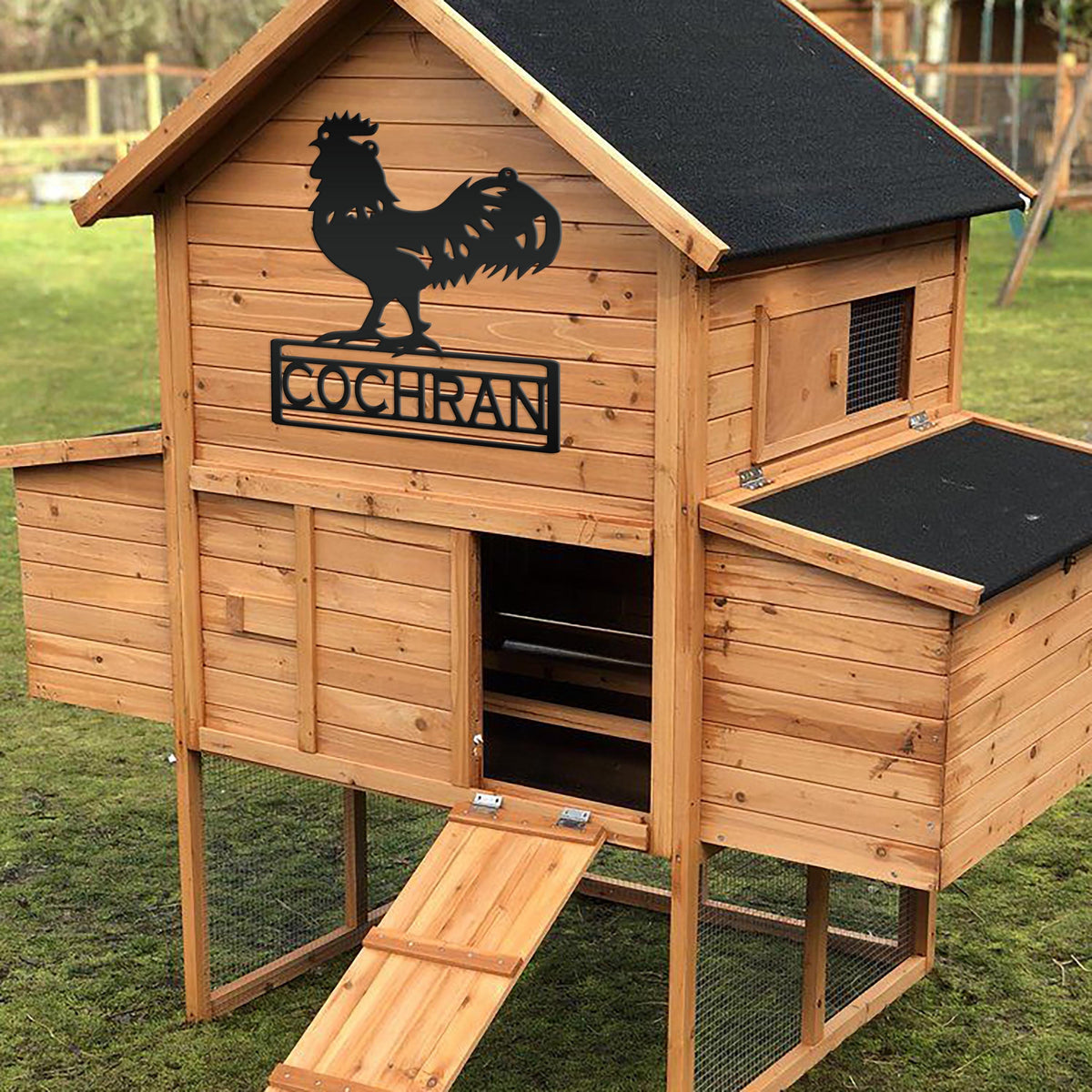 Rooster Decor Metal Sign, Farmhouse Signage, Rustic Home Decor, Personalized Gift Idea for the Chicken Lover, Poultry Farm Business Plaque