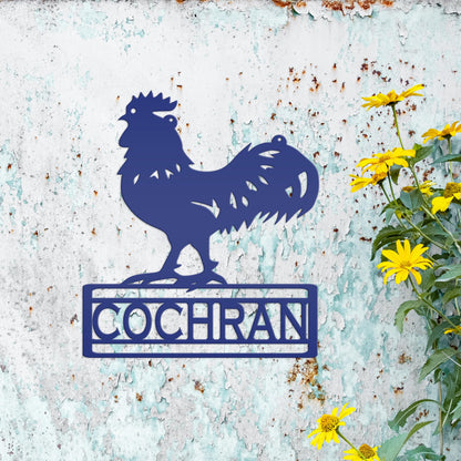 Rooster Decor Metal Sign, Farmhouse Signage, Rustic Home Decor, Personalized Gift Idea for the Chicken Lover, Poultry Farm Business Plaque
