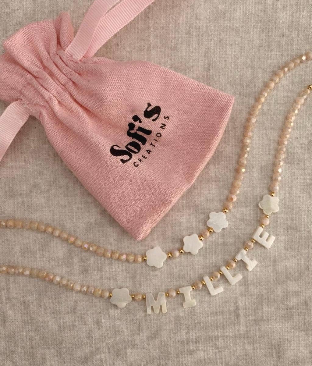 Layered name necklace, stackable custom necklace for kids, girls bright beaded necklace, gift idea for toddlers, birthday gift for kids
