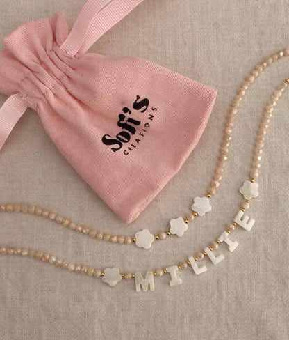 Layered name necklace, stackable custom necklace for kids, girls bright beaded necklace, gift idea for toddlers, birthday gift for kids