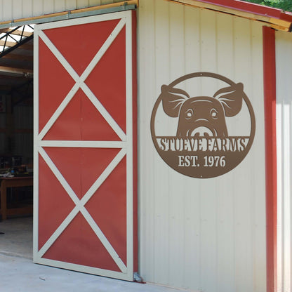 Custom Pig Farm Sign - Indoor Outdoor Metal Sign -