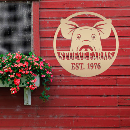 Custom Pig Farm Sign - Indoor Outdoor Metal Sign -