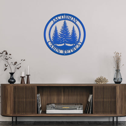 Rustic Pine Tree Metal Sign - Unique Home Decor - Personalized Cabin Front Door Hanger - Cute Custom Wall Hanging - Gift for Nature Lovers
