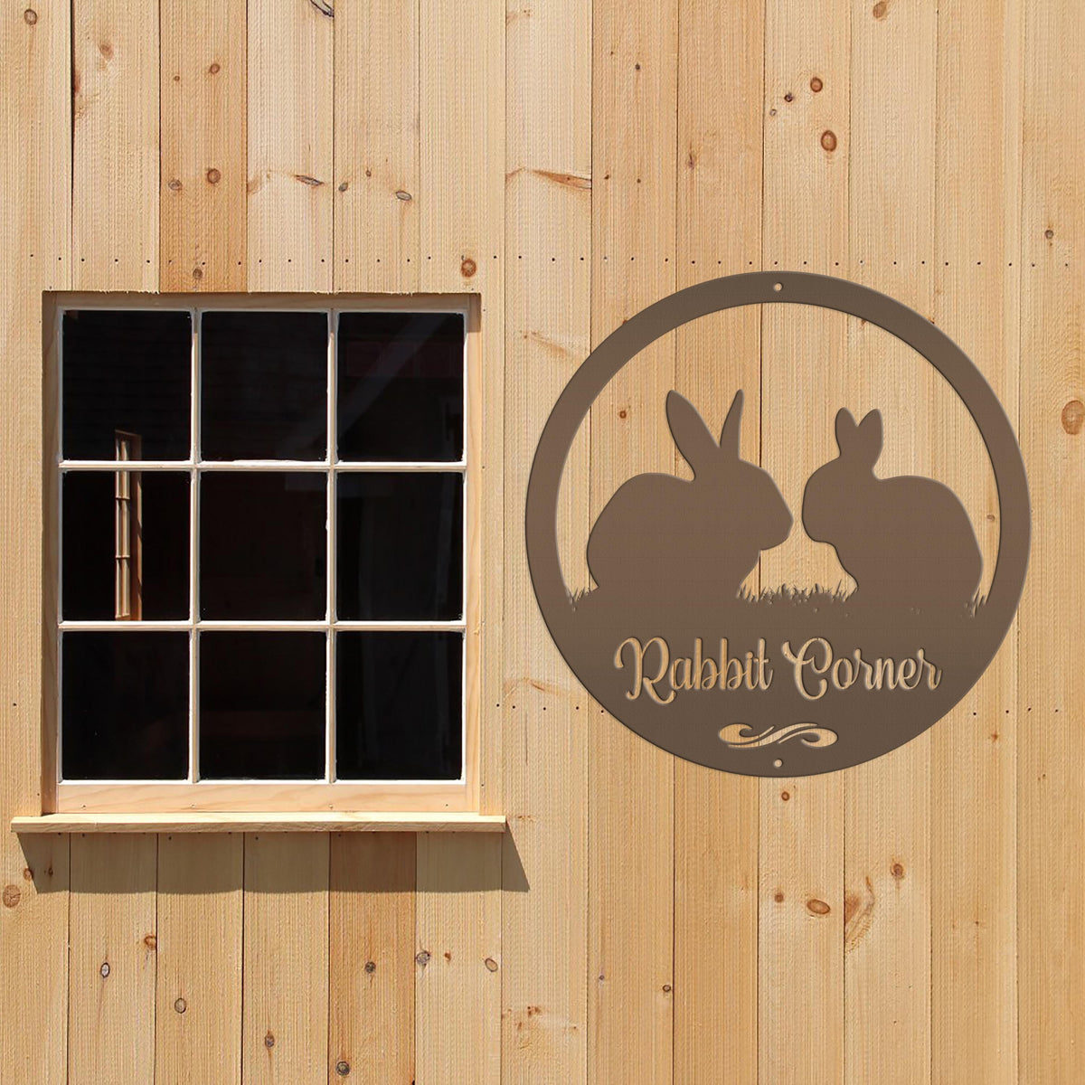 Rabbit Sign, Customizable Round Metal Sign, Rabbit House Sign