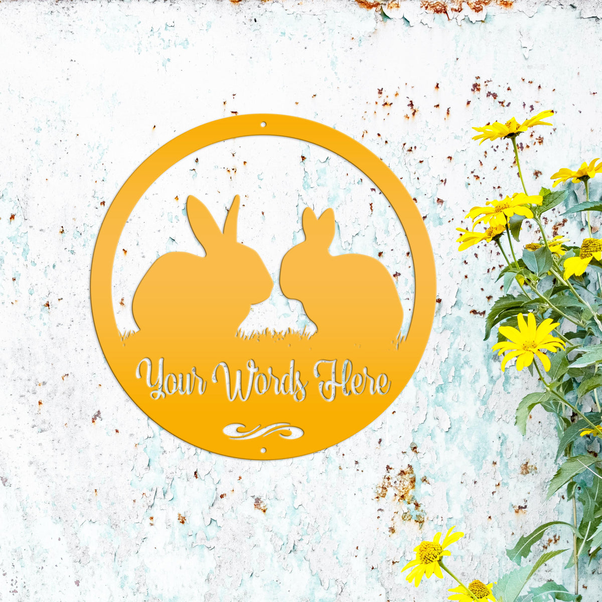 Rabbit Sign, Customizable Round Metal Sign, Rabbit House Sign