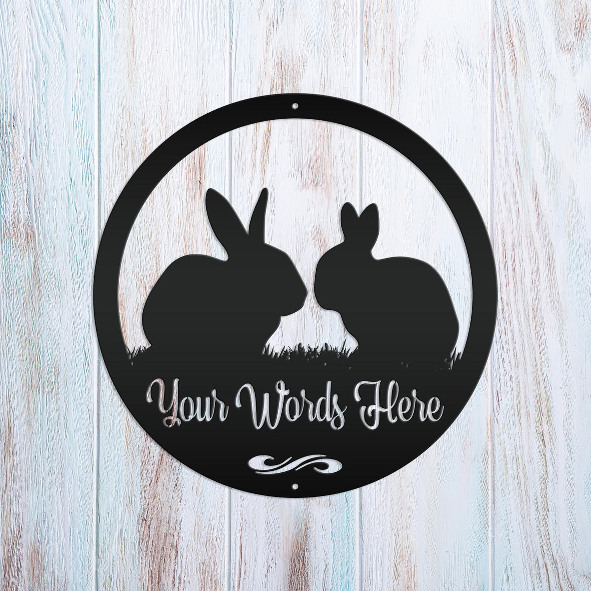Rabbit Sign, Customizable Round Metal Sign, Rabbit House Sign